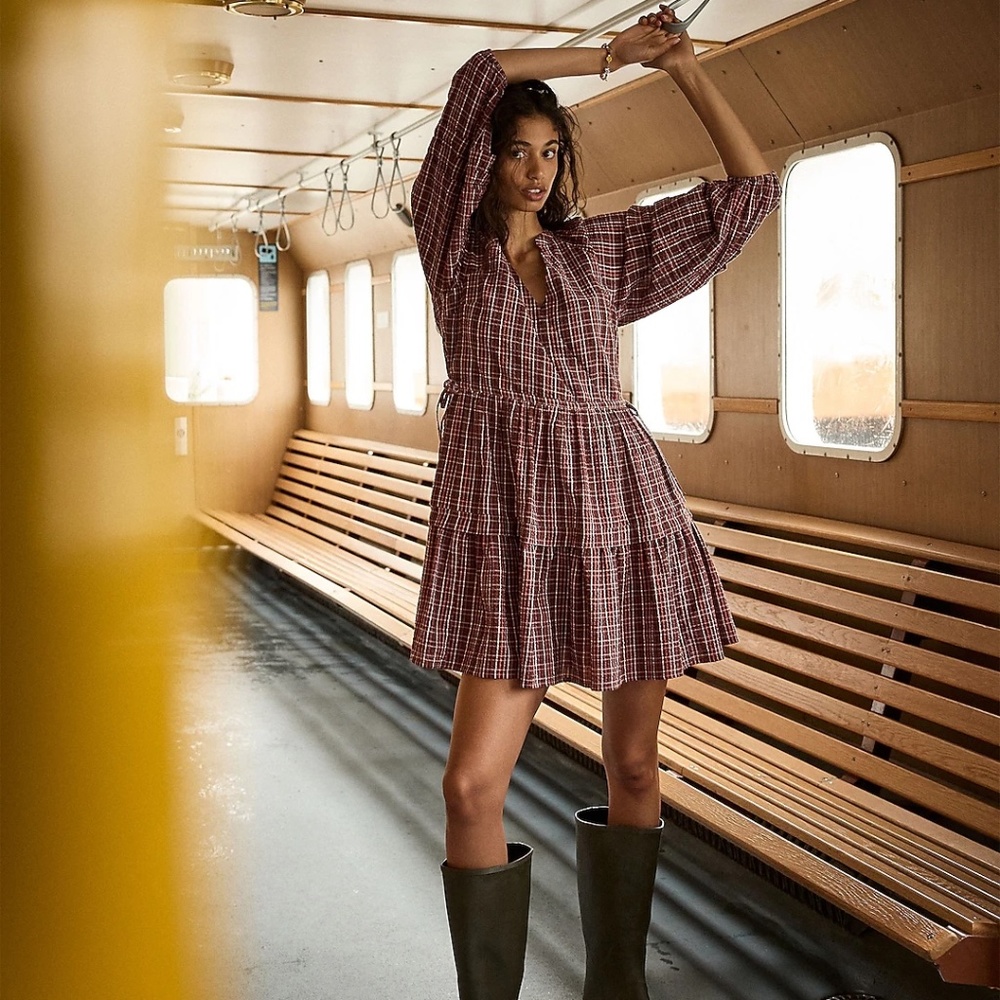 NWT Madewell Seersucker Wrap Mini Dress